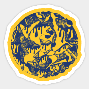 Navy Gold Circle of Drip Sticker